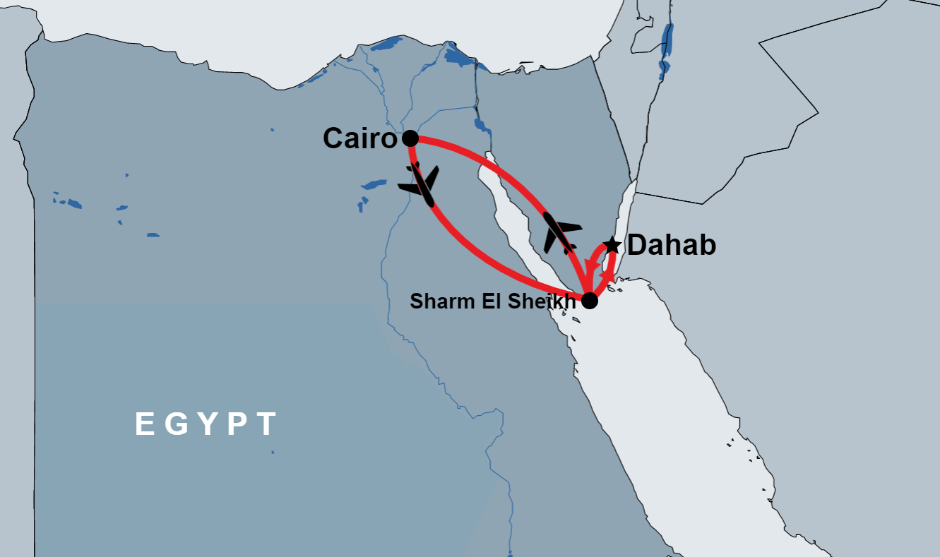 Cairo Day Tour from Dahab by Flight map Cairo Day Tour from Dahab by Flight map